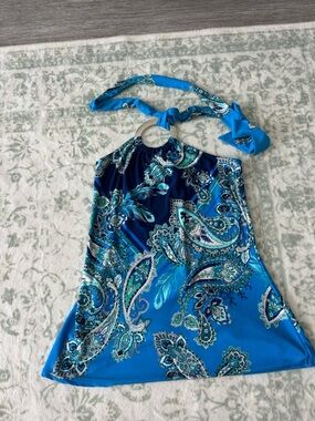 Boston Proper Blue Paisley Halter Top